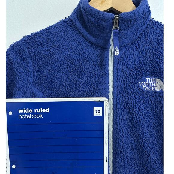 The North Face Girl's Full Zip Collared Blue Sherpa Jacket Medium - Picture 2 of 9